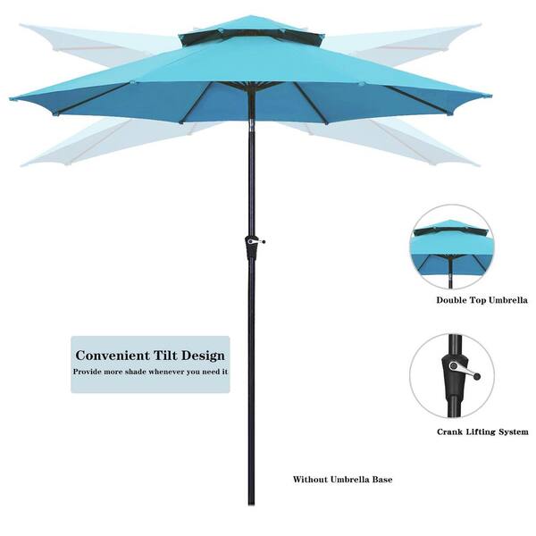 OVASTLKUY 11 ft. 2-Tier Round Market Outdoor Patio Umbrella in