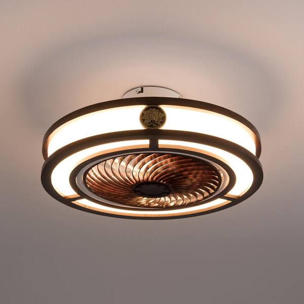 Oukaning Crystal lampshade 52-in 6-speed Silver and Wood