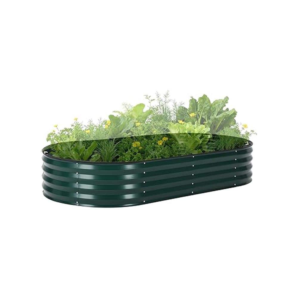 6x3x1ft Oval Galvanized Raised Garden Bed with Zippered PVC Cover, Outdoor Metal Planter Box for Vegetables, Dark Green price history on PriceWatchPro