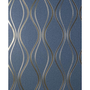 Odie Blue Contour Wave Matte Non-Pasted Strippable Wallpaper Sample