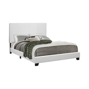 Mauve White Wood Frame Faux Leather Upholstered Twin Platform Bed