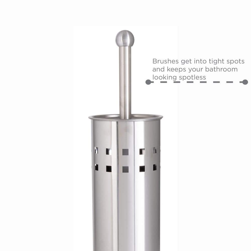 Stainless Steel Toilet Brush with Air Vents and Holder