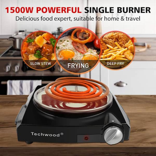 Hot Plate, Techwood Single Burner for Cooking, 1200W Portable Infrared  Ceramic Electric Stove with Adjustable Temperature, 7.1” Cooktop for  Home/RV/Camp, Compatible for All Cookwares, Black 