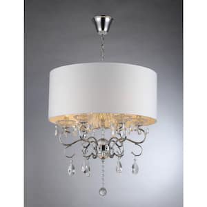 Camilla 6-Light Chrome Crystal Chandelier with Fabric Shade