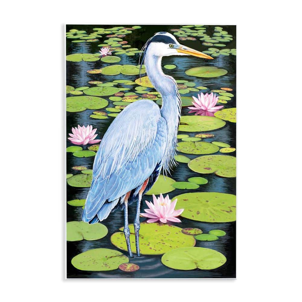 Heron Among Pond Lilies by Rosiland Solomon Unframed Animal Graphic Art Print 19 in. x 13 in. price history on PriceWatchPro