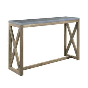 Valencia 15.75 Natural with Iron Standard Rectangle Wood Console Table