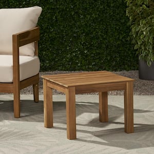 New Outdoor Patio Acacia Wood Square Outdoor Side Table for Patios, Backyards, Porches, Gardens, Poolside, Brown