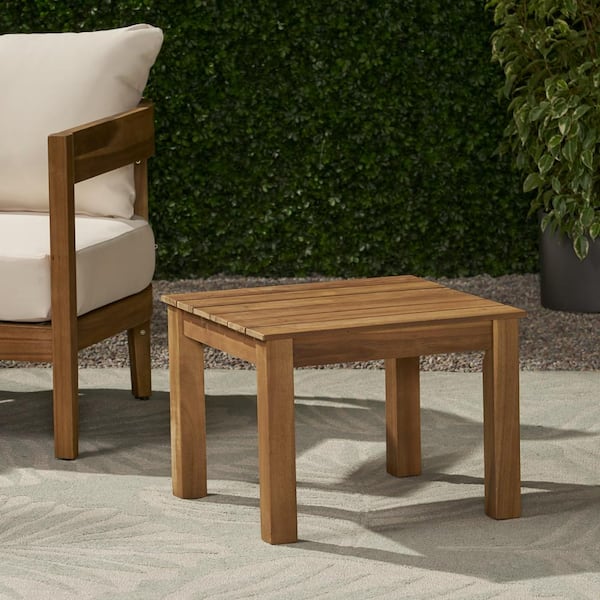 Unbranded New Outdoor Patio Acacia Wood Square Outdoor Side Table for Patios, Backyards, Porches, Gardens, Poolside, Brown