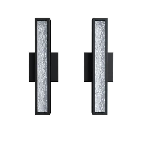 Frameglo 15.5 in. Black Modern Integrated LED Outdoor Wall Light Sconce（2-Pack）
