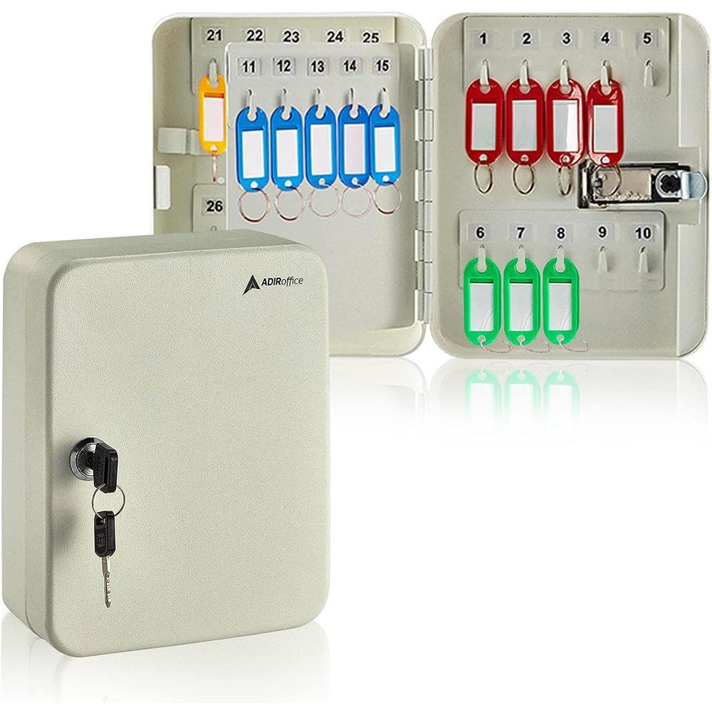 30-Key Steel Secure Key Cabinet with Key Lock, with 130-Key Tags
