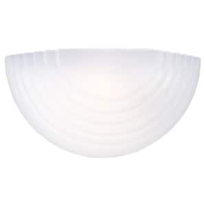 10 in. 1-Light White Modern Transitional Wall Bath Sconce with Stepped Satin White Glass