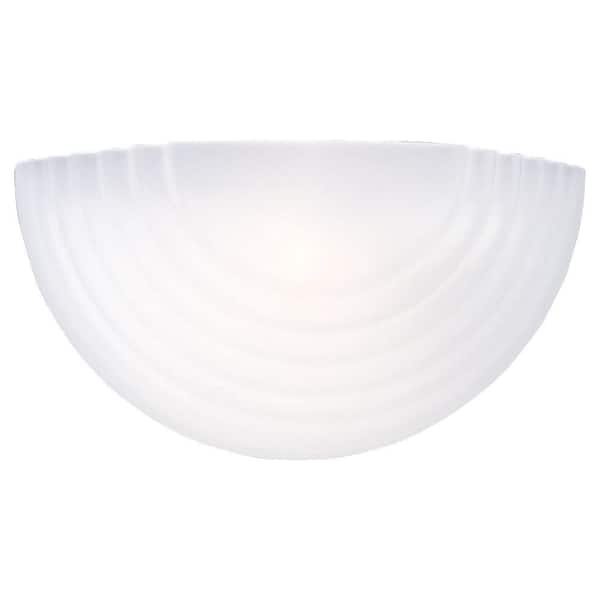 Generation Lighting 10 in. 1-Light White Modern Transitional Wall Bath Sconce with Stepped Satin White Glass