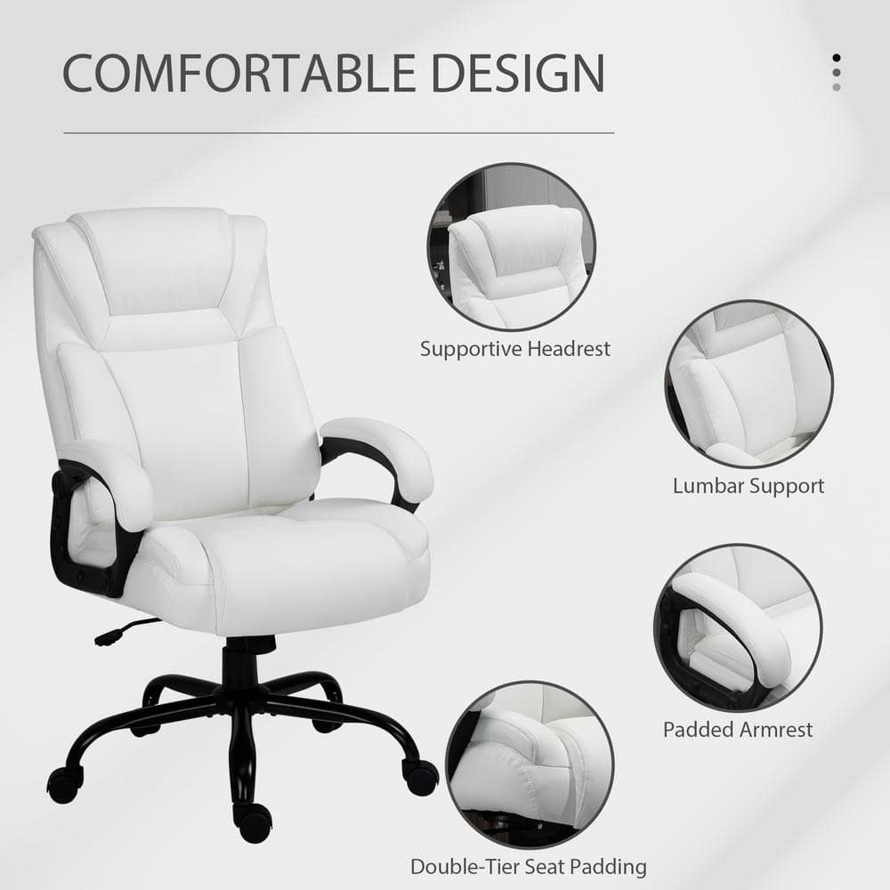 White Faux Leather High Back Executive Swivel Office Chair
