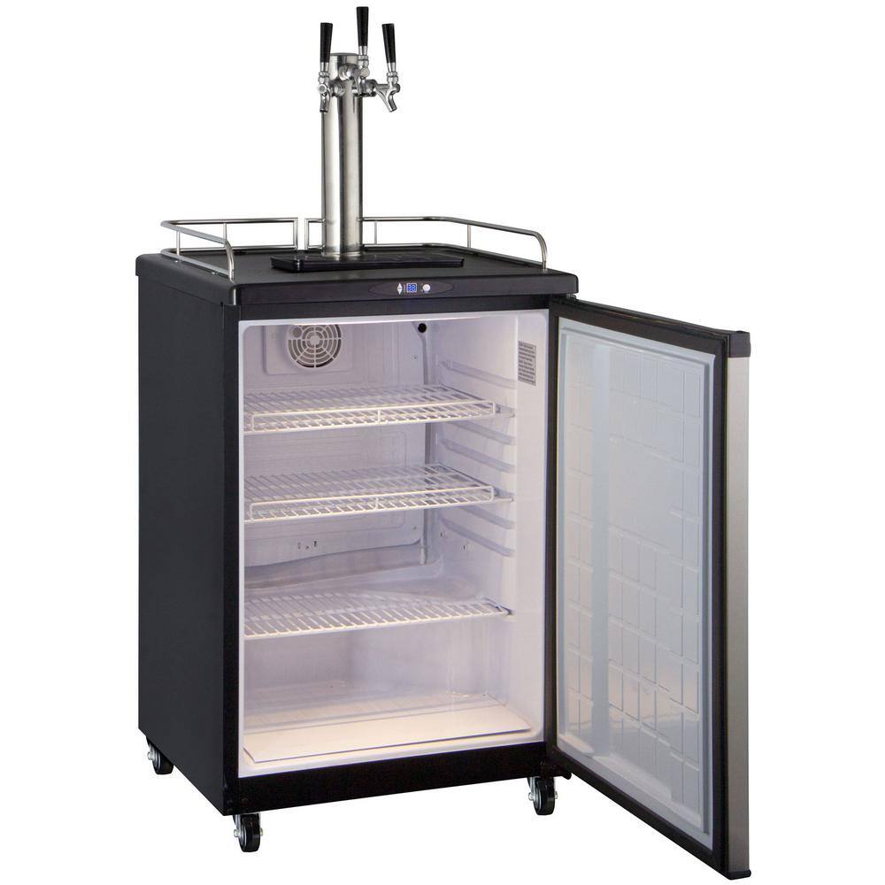 24" Stainless Steel Triple Tap Freestanding Kegerator with Adjustable Temperature