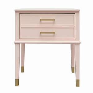 Westerleigh 23.6 in. Pink Rectangle End Table with Drawer