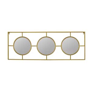 43 in. W x 16 in. H Rectangular Metal Framed Gold Wall Mirror Home Wall Decor Mirror