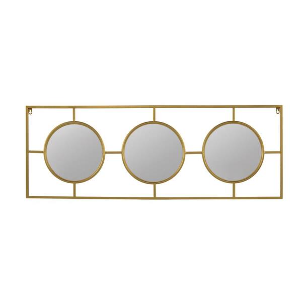 43 in. W x 16 in. H Rectangular Metal Framed Gold Wall Mirror Home Wall