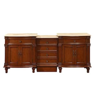80 in. W x 22 in. D Vanity in Cherry with Marble Vanity Top in Crema Marfil with Ivory Basin