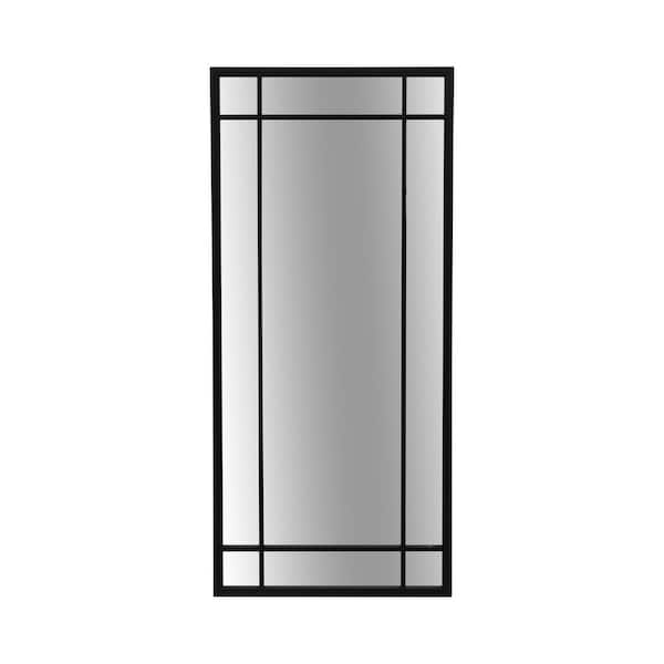 Liv & Skye Black 20 in. x 43 in. Casual Windowpane Metal Framed Mirror