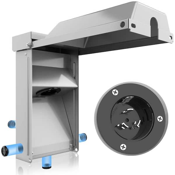 50 Amp Generator Inlet Box 125/250V 3750/7500W NEMA SS2-50P Heavy Duty Pre-Drilled w/ Lockable Cover for Outdoor Use