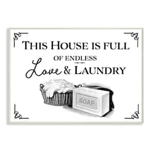 "Endless Love And Laundry Bathroom Word Design" by The Saturday Evening Post Wood Abstract Wall Art 19 in. x 13 in.