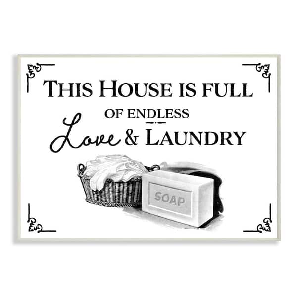 Stupell Industries "Endless Love And Laundry Bathroom Word Design" by The Saturday Evening Post Wood Abstract Wall Art 15 in. x 10 in.