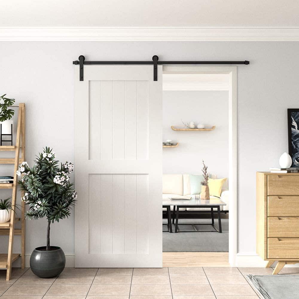Matte Black Steel Sliding Barn Door Hardware Kit