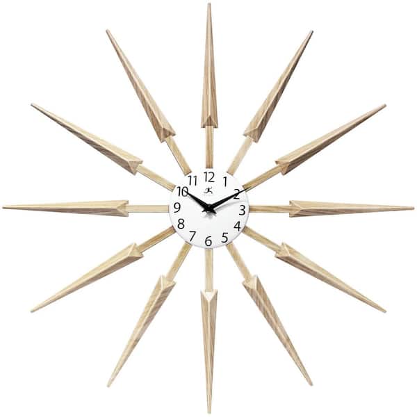 Infinity Instruments Light Wood-Colored Plastic Spokes Celeste Sunburst Wall Clock