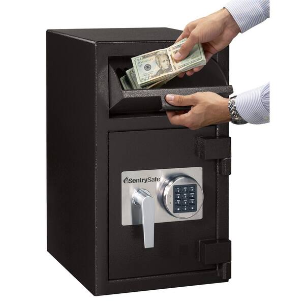 Popular Safe Box Depository Drop Deposit Front Load Cash Money Vault Lock Black 