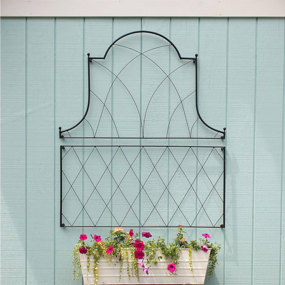 Somerset Black Wrought Iron Garden Trellis, 53" Height