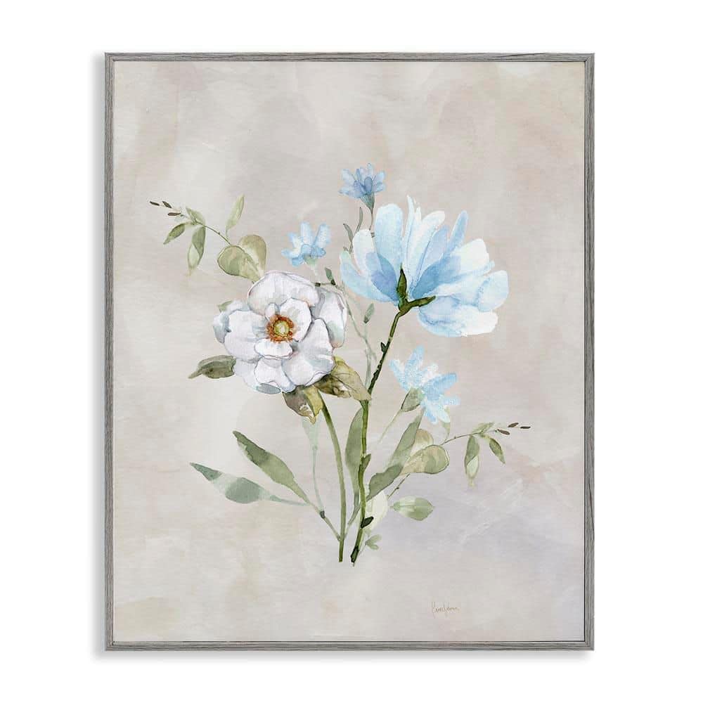 Blue and White Herbs by Livi Finn Gray Framed Nature Giclee Art Print 14 in. x 11 in. price history on PriceWatchPro