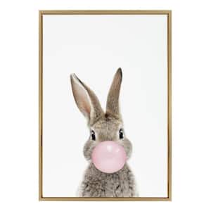 "Sylvie Bubble Gum Bunny" by Amy Peterson 1-Piece Framed Canvas Animals Art Print 33.00 in. x 23.00 in.