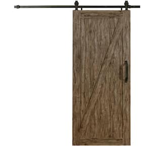 36 in. x 84 in. Millbrooke Weathered Grey Z Style PVC Vinyl Sliding Barn Door with Hardware Kit - Door Assembly Required