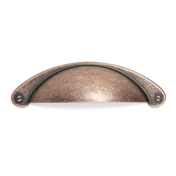 Richelieu Hardware Sorbonne Collection 3 in. (76 mm) Antique Copper Traditional Cabinet Cup Pull