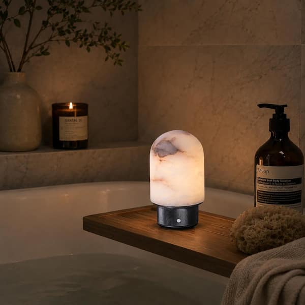 ALOA DECOR Natural Spanish Alabaster Cordless Rechargeable Dome