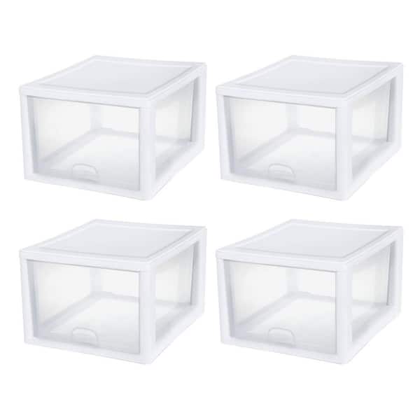Sterilite 27 Qt. Modular Stacking Storage Drawer Box Containers (4-Pack)