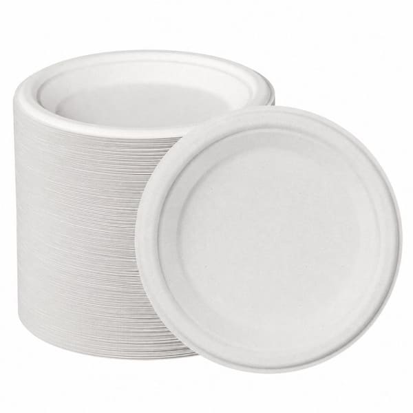 100% Compostable Small Paper Plates 6 Inch Heavy Duty Disposable Biodegradable Sugarcane Dessert Plates 200 Count