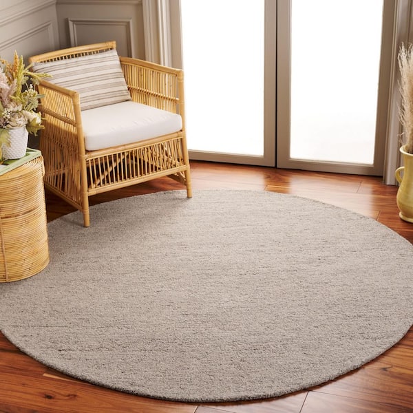 Himalaya 6 ft. x 6 ft. Beige/Light Gray Solid Modern Round Area Rug