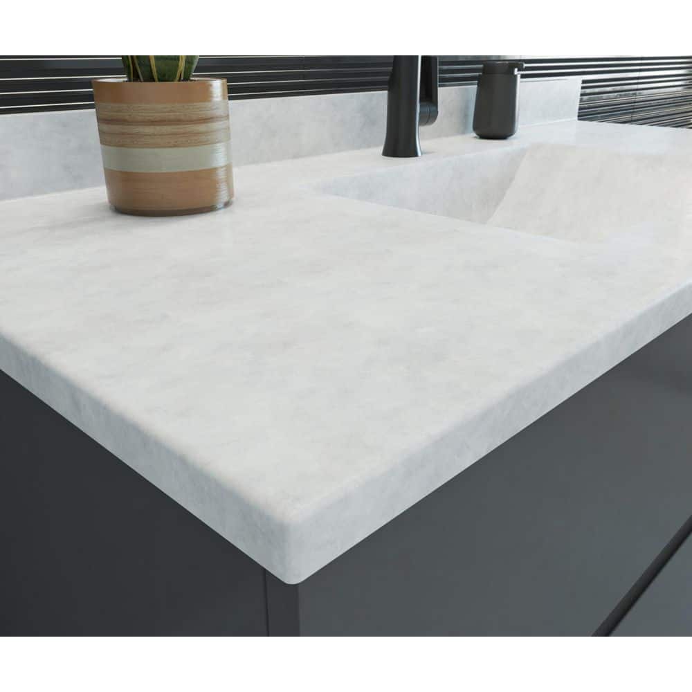 Ice Gray Engineered Solid Surface 43'' Single Bathroom Vanity Top with Sink