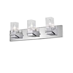 Veronica 24 in. 3 Light Polished Chrome Vanity Light with Clear Glass Shade