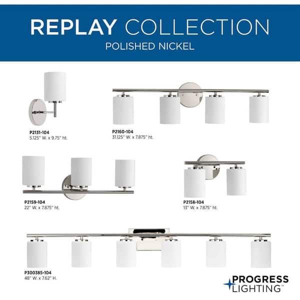 Progress Lighting Replay 3-Light Polished Nickel Transitional Etched Glass Dome Medium Hanging Pendant Light