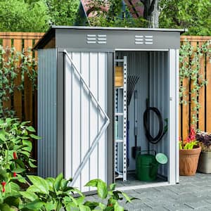 3 ft. W x 5.3 ft. D Outdoor White Galvanized Metal Storage Shed with Lockable Doors (14.5 sq. ft.)