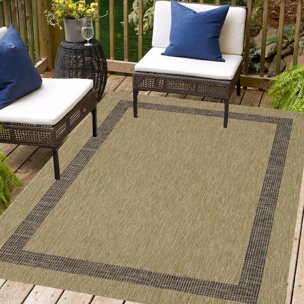 Azelia Jute and Black 5 ft. x 8 ft. Indoor/Outdoor Area Rug