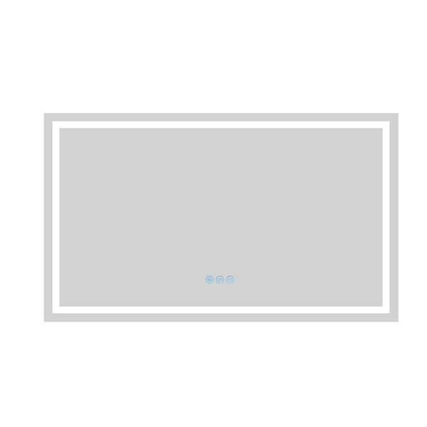 EPOWP 72 in. W x 32 in. H Rectangular Frameless Anti-Fog LED 8 Color Wall Bathroom Vanity Mirror in Silver