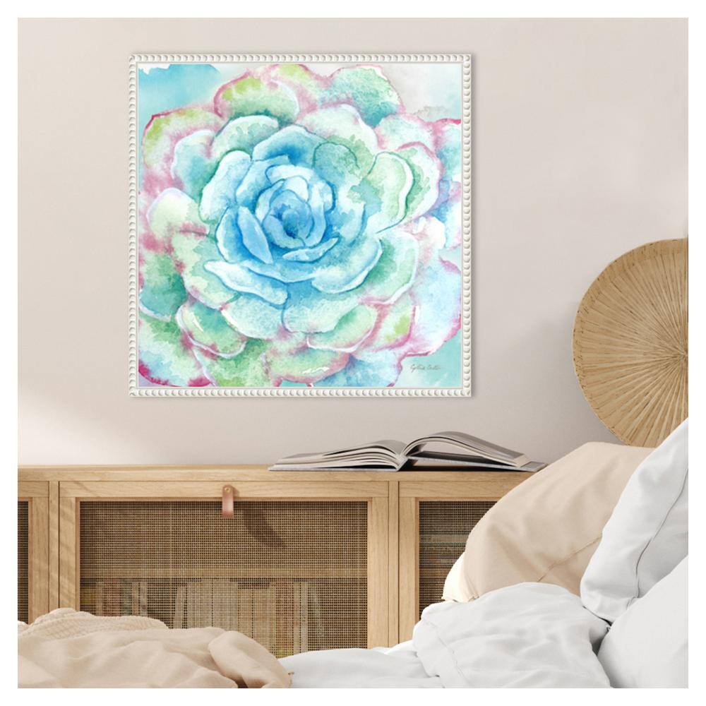 Sweet Succulents I Abstract Floral Canvas Print with White Frame