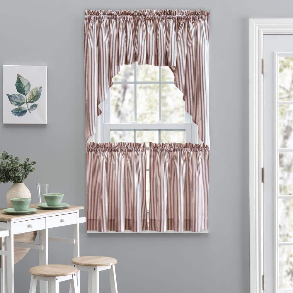 Brick Stripe Polyester Cotton Rod Pocket Valance 58" x 15"