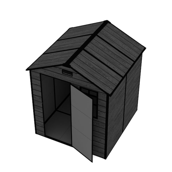 66.92 in. W x 66.92 in. D x 84.64 in. H Black Resin Outdoor Storage Cabinet, Utility Tool Shed with Window