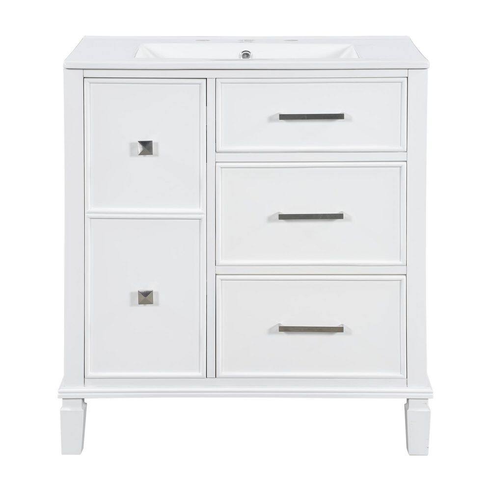 30 in. Single Sink Freestanding White Bath Vanity with White Ceramic Sink Top price history on PriceWatchPro
