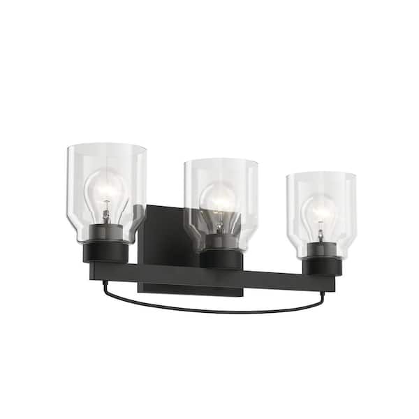 KICHLER Vendana 20.5 in. 3-Light Black Bathroom Vanity Light Display