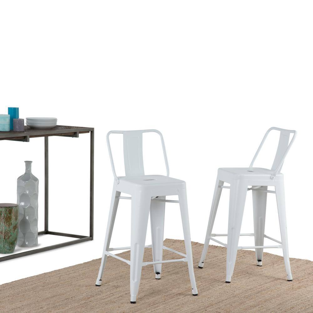 Rayne 24" White Industrial Metal Counter Stool Set